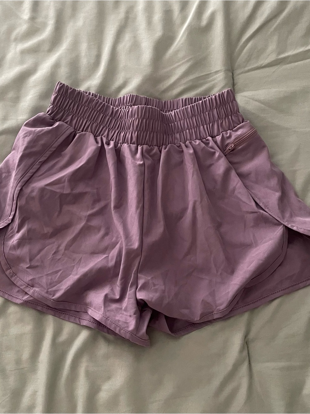Women's Lavender High-Waist Athletic Running Shorts